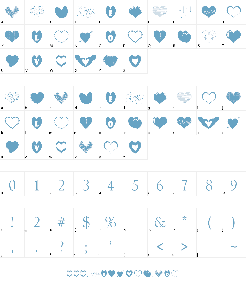 Sexy Love Hearts Font Character